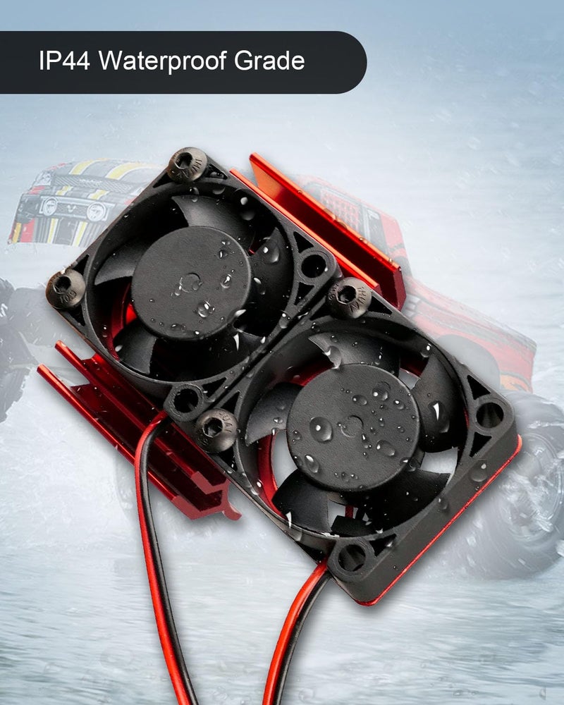 TADYAO VXL-3s ESC Cooling Fan and Motor Cooling Dual Fan Set Fit for 1/10 Traxxas Slash 4×4 VXL Rustler 4X4 Stampede 4X4 Hoss 4×4 Velineon VXL-3s, Red - Image 4